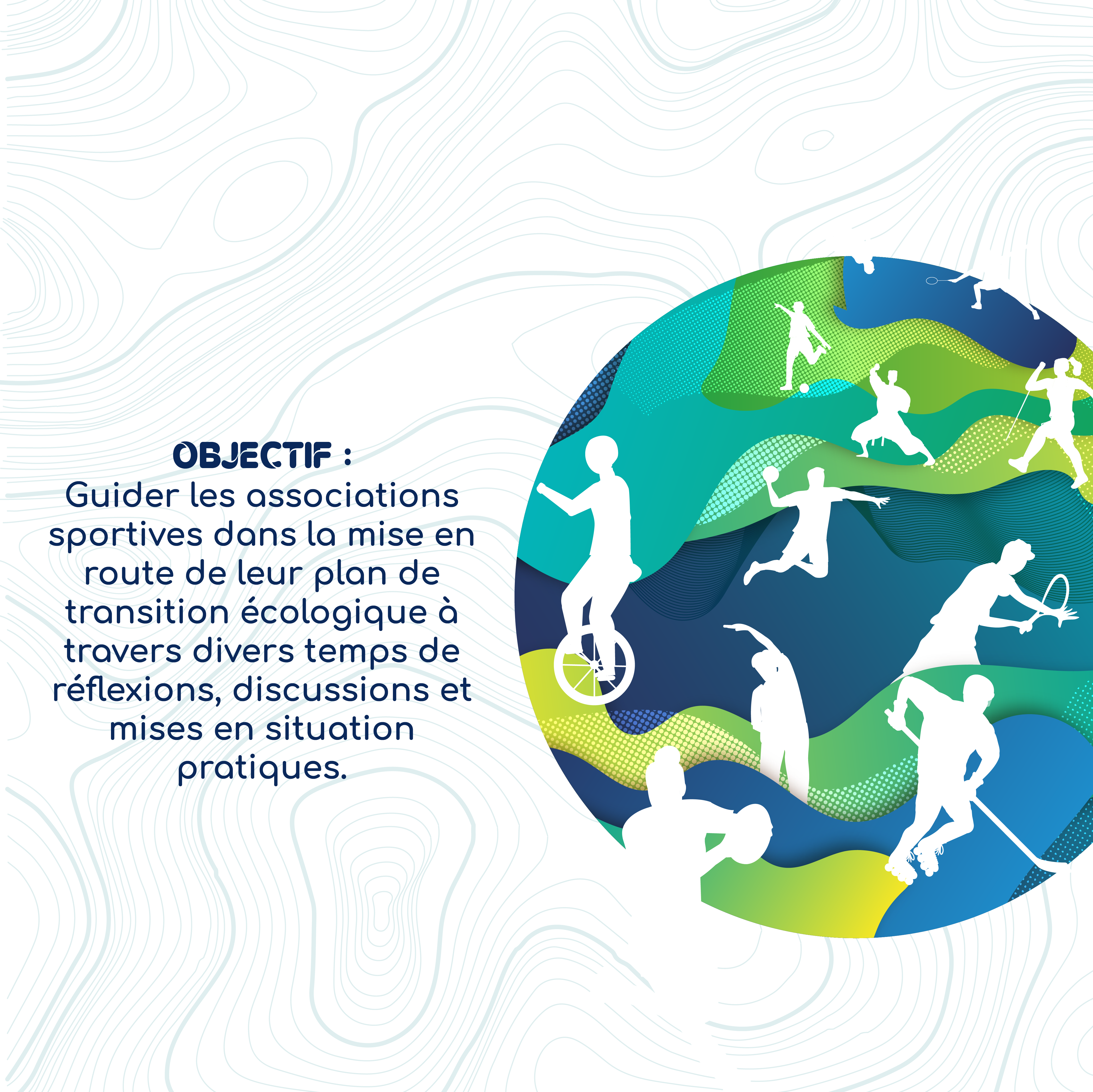 Objectif : guider les associations sportives dans la mise en route de leur plan de transition écologique à travers divers temps de réflexions, discussions et mises en situation pratiques.