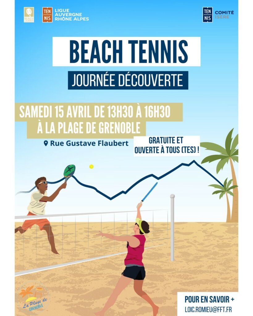 Affiche descriptive journée de beach tennis le 17 avril