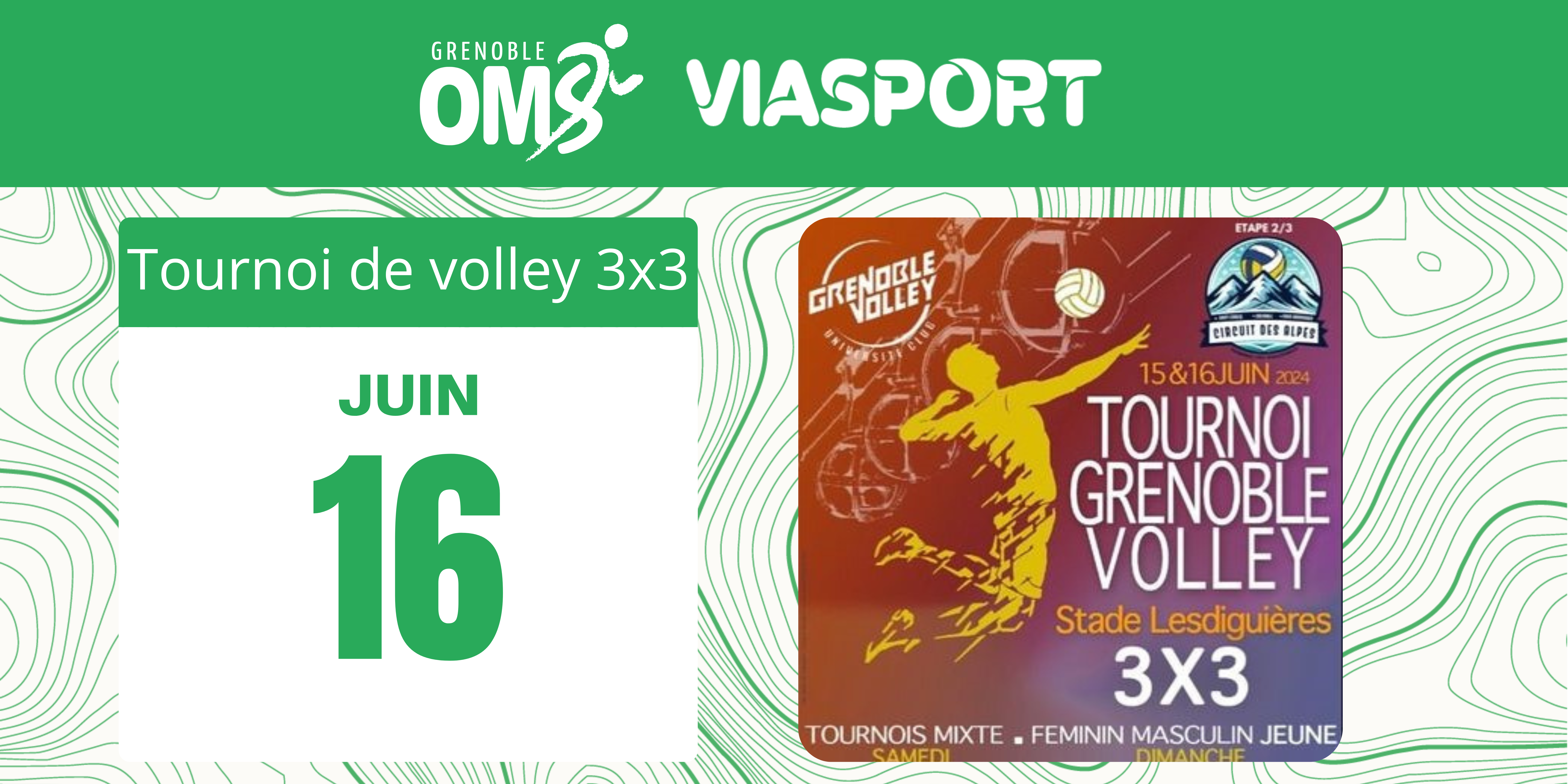 Tournoi de volley sur herbe 3 x 3 les 15 et 16 juins 2024 dans le cadre de Viasport 2024