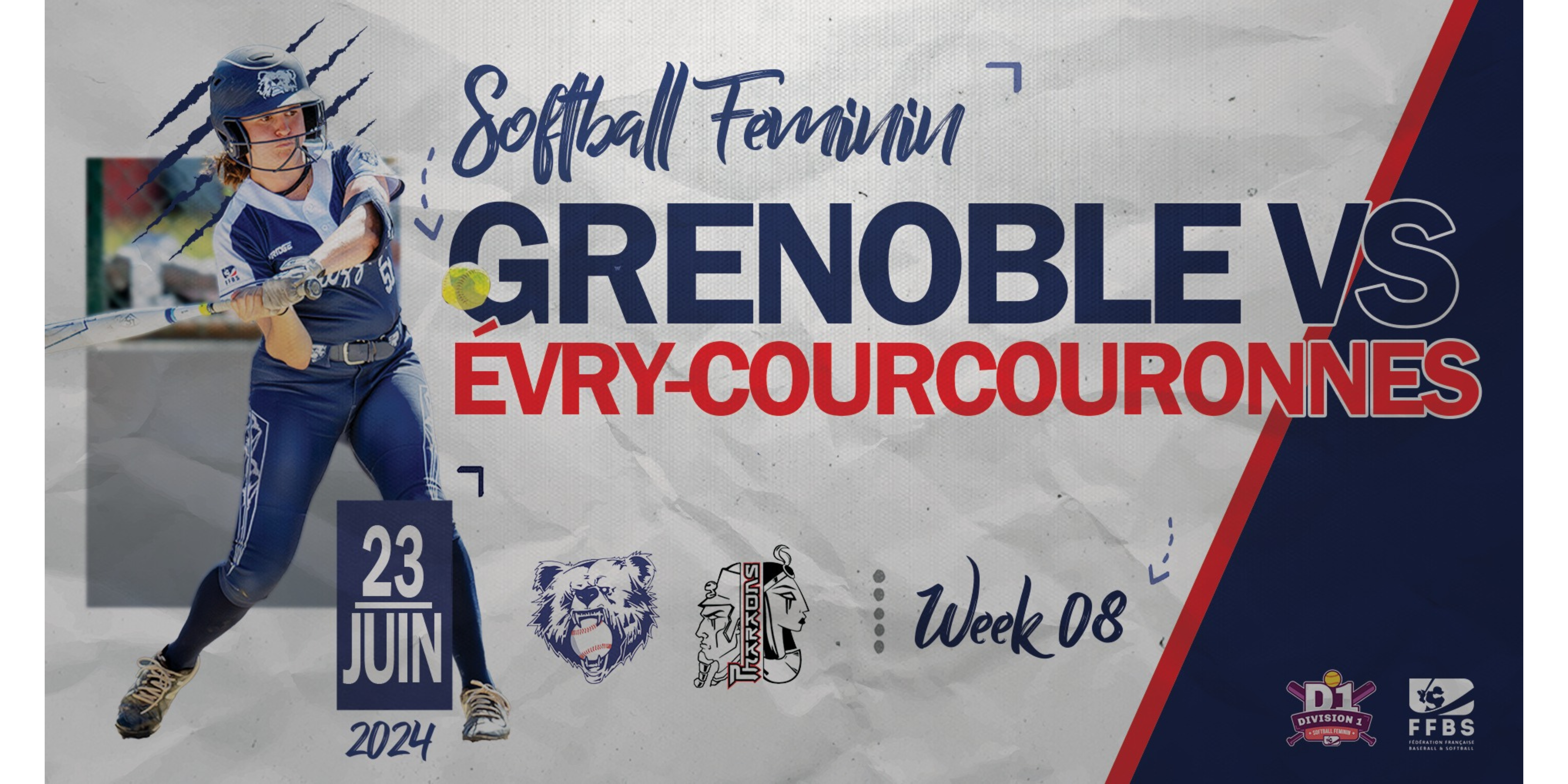 Les Grizzlys de Grenoble participeront au Championnat de France D1 de softball féminin le 23 juin 2024