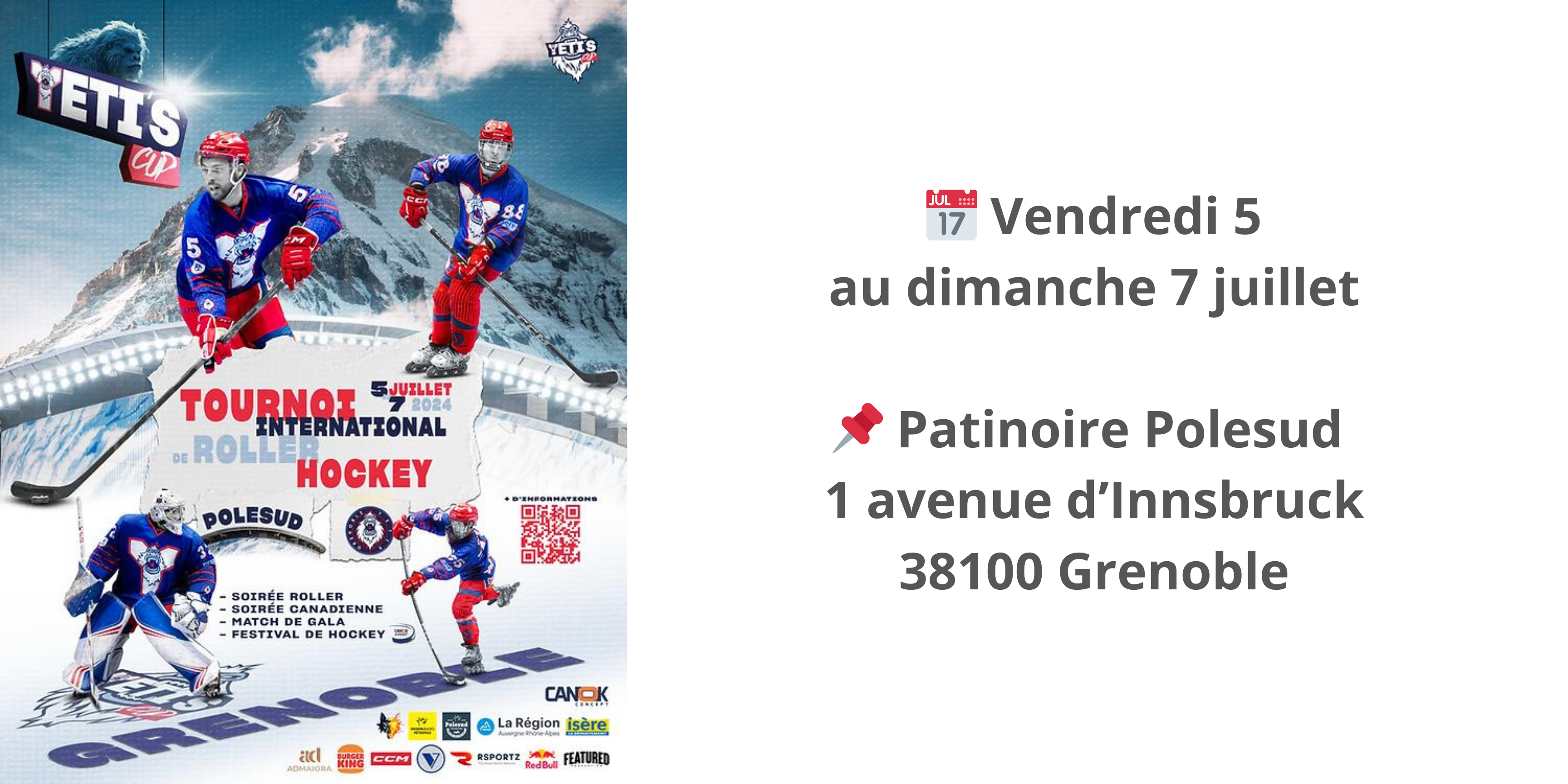 Tournoi International de roller Hockey organisé par les Yeti's Grenoble du 5 au 7 juillet 2024