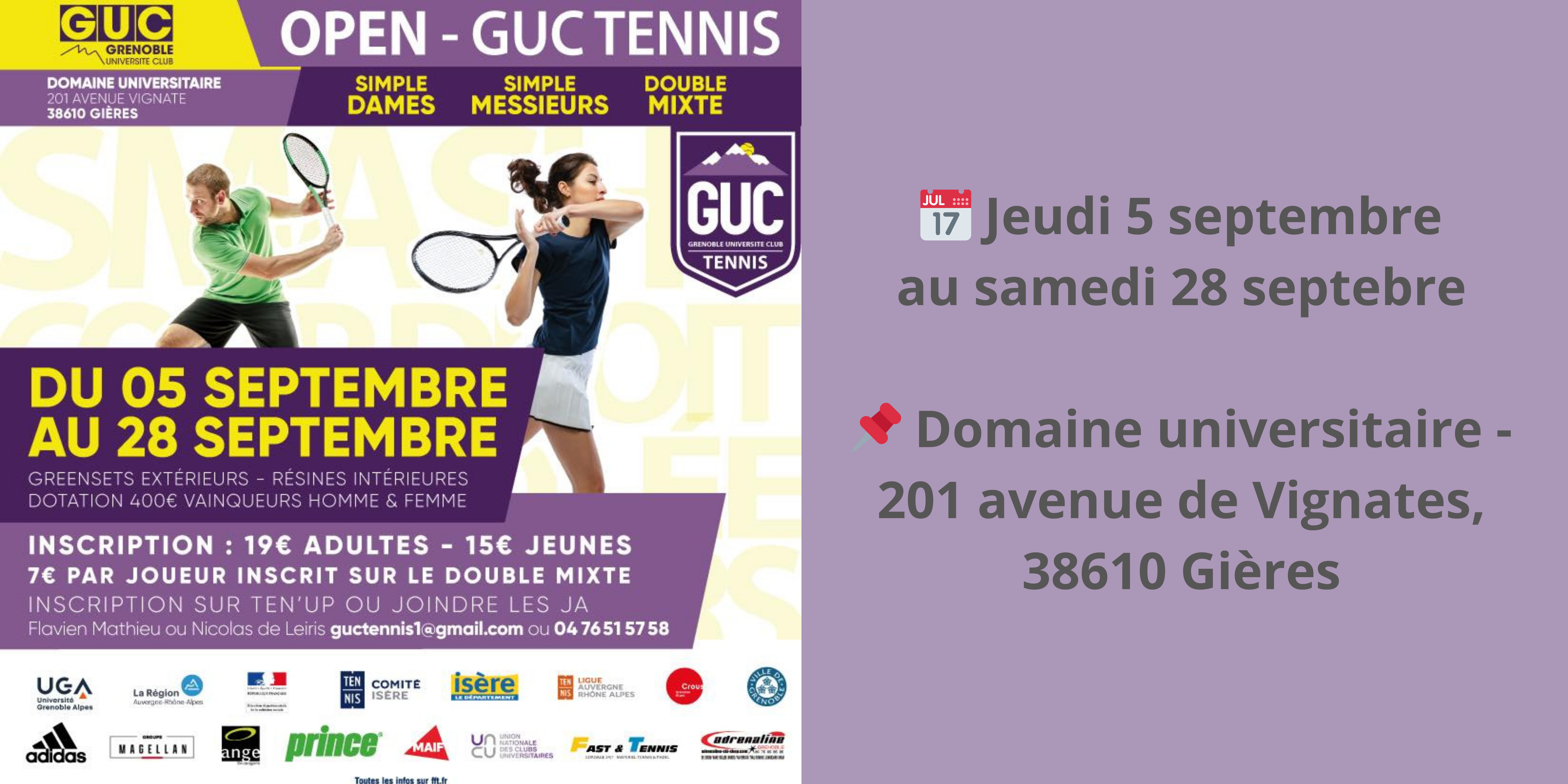 Open de Tenniis organisé par le GUC Tennis du 5 au 28 septembre 2024