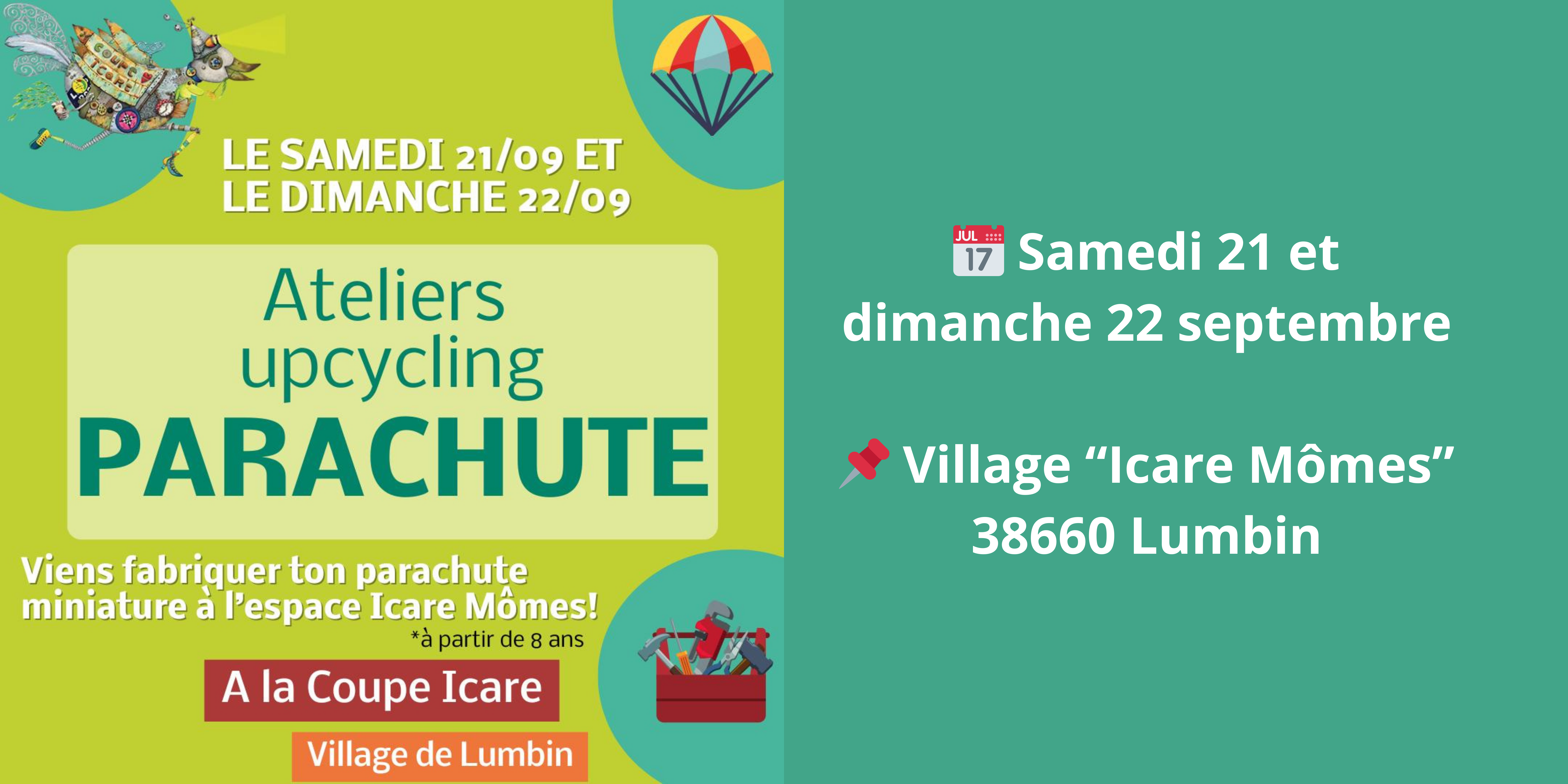 Atelier upcycling parachute lors de la Coupe Icare les 21 et 22 septembre 2024