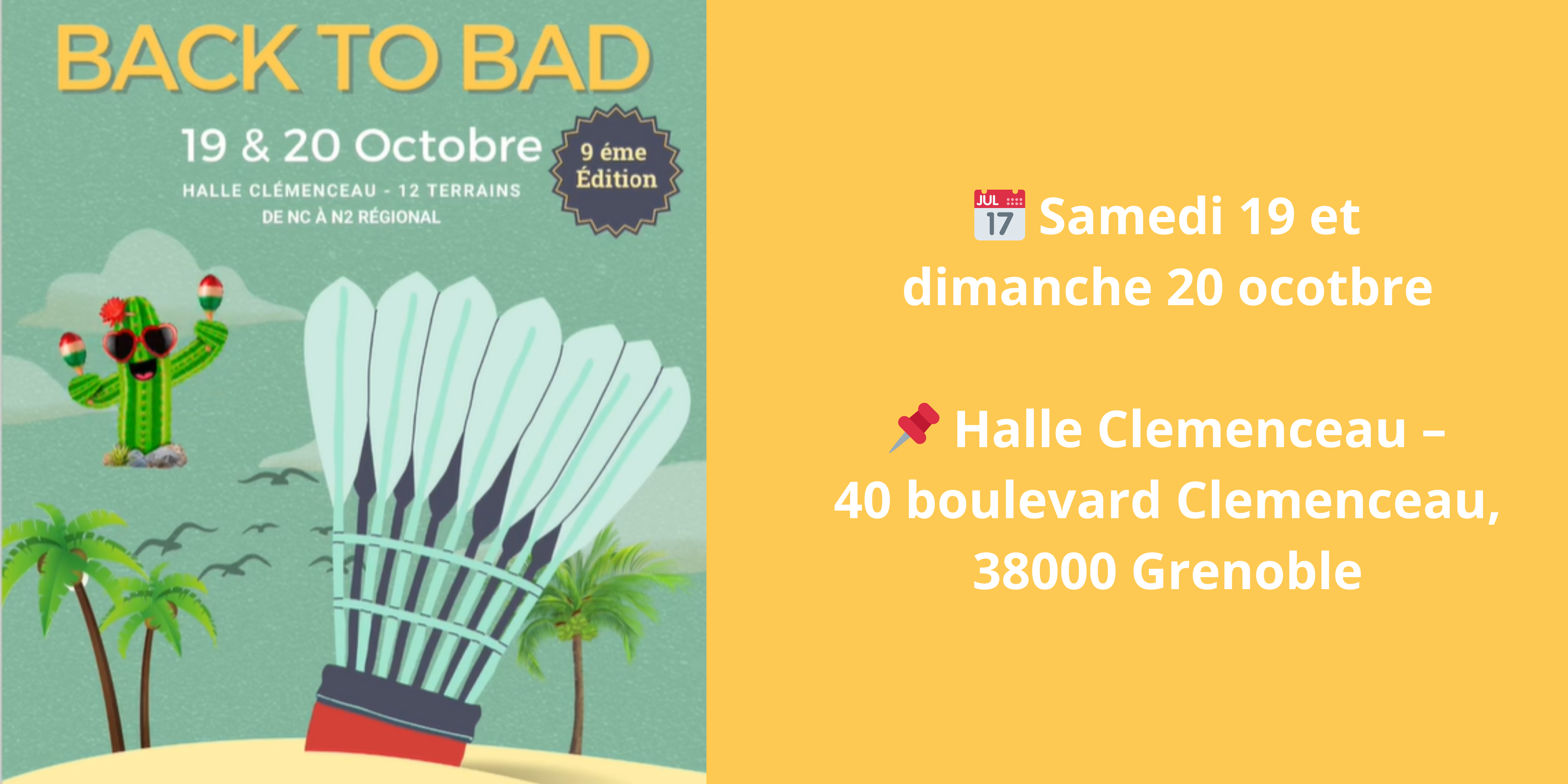 9e édition de back to bad, du Badminton Club de Grenoble les 19 et 20 octobre 2024