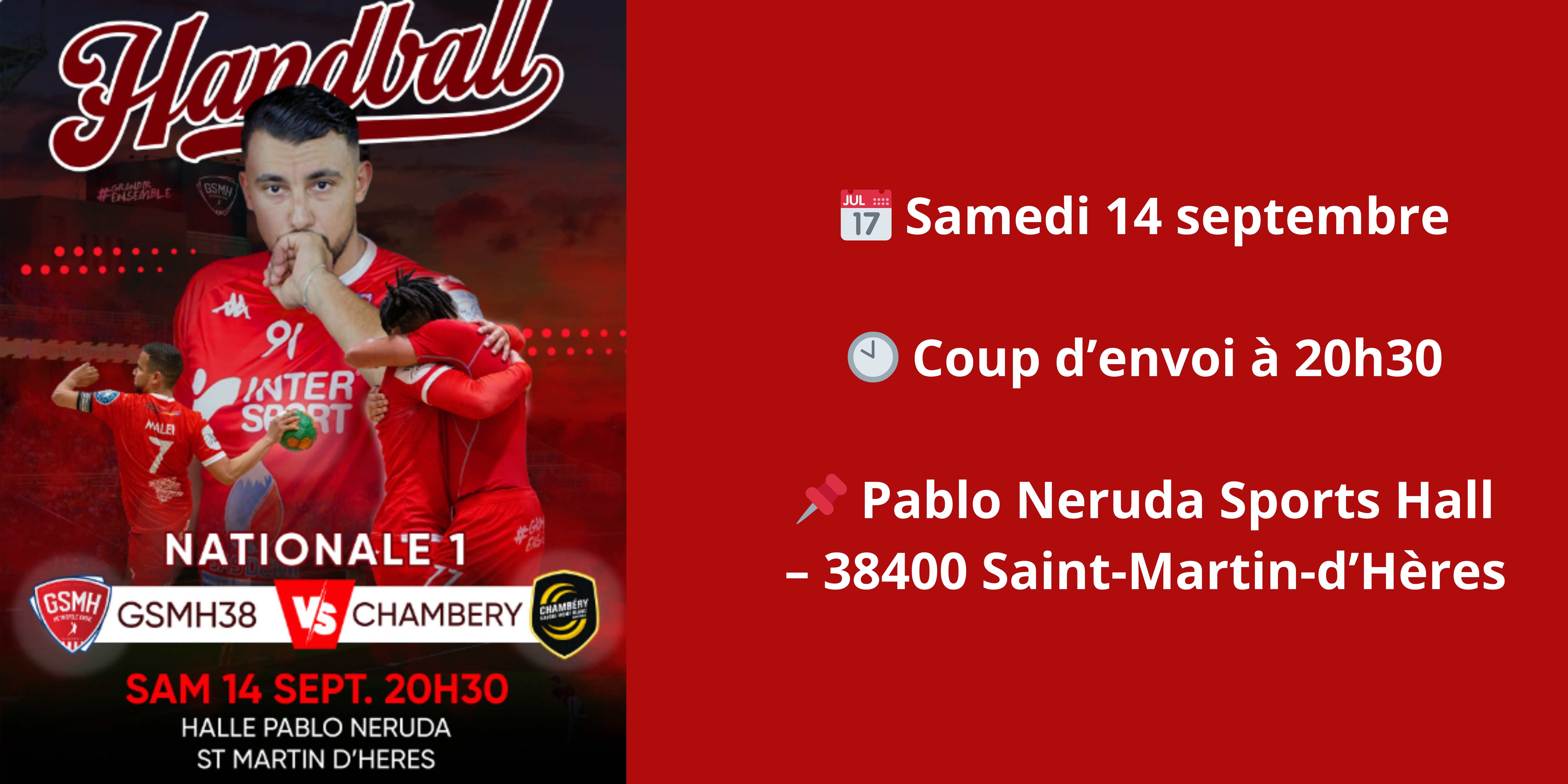 Match National 1 de handball du GSMH le samedi 14 septembre