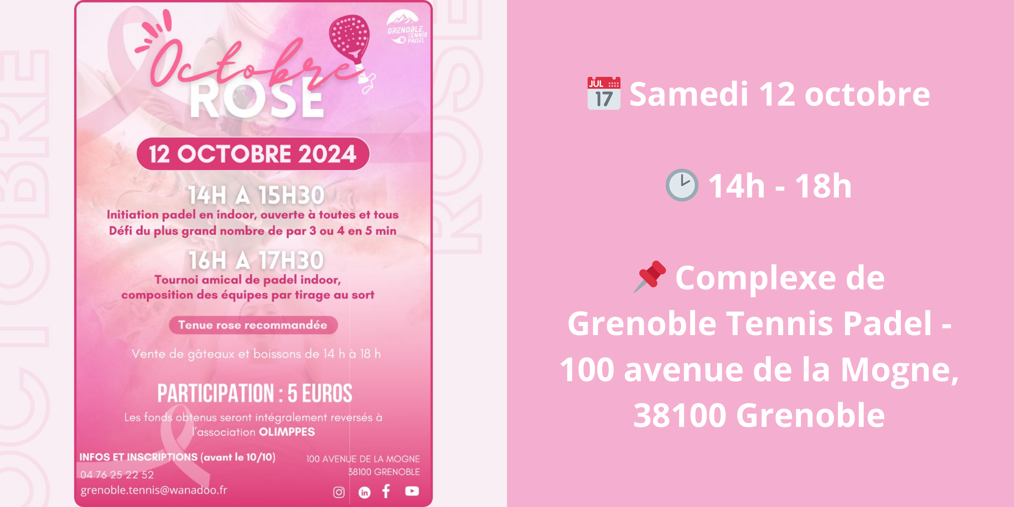 Après-midi padel le 12 octobre 2024 en faveur d'Octobre Rose