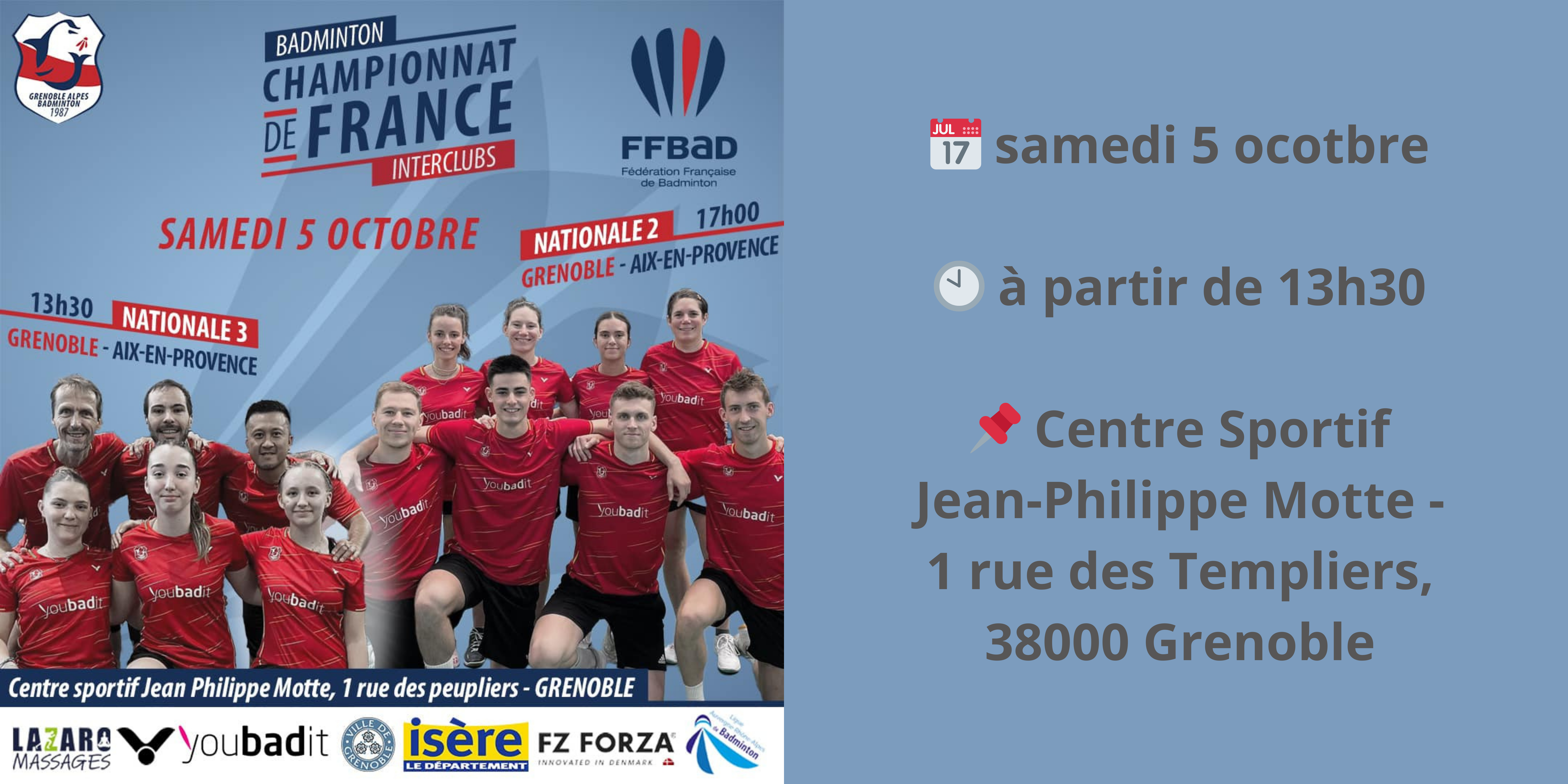 Championnat de France Interclubs de badminton le 5 octobre 2024