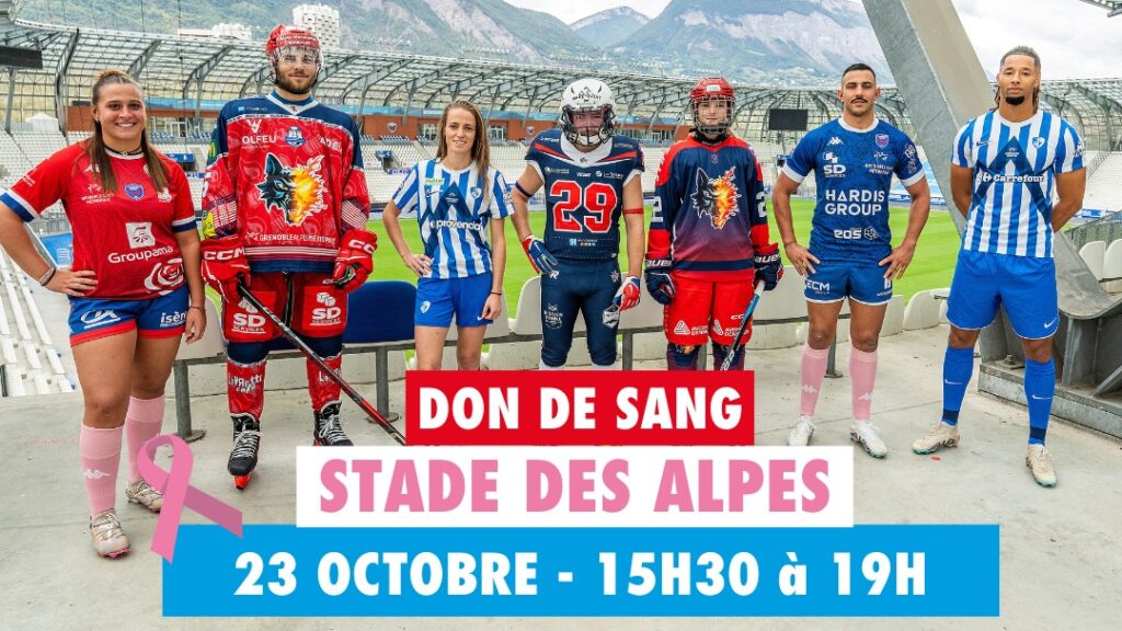 Don du sang octobre rose 2024 avec les clubs pros grenoblois