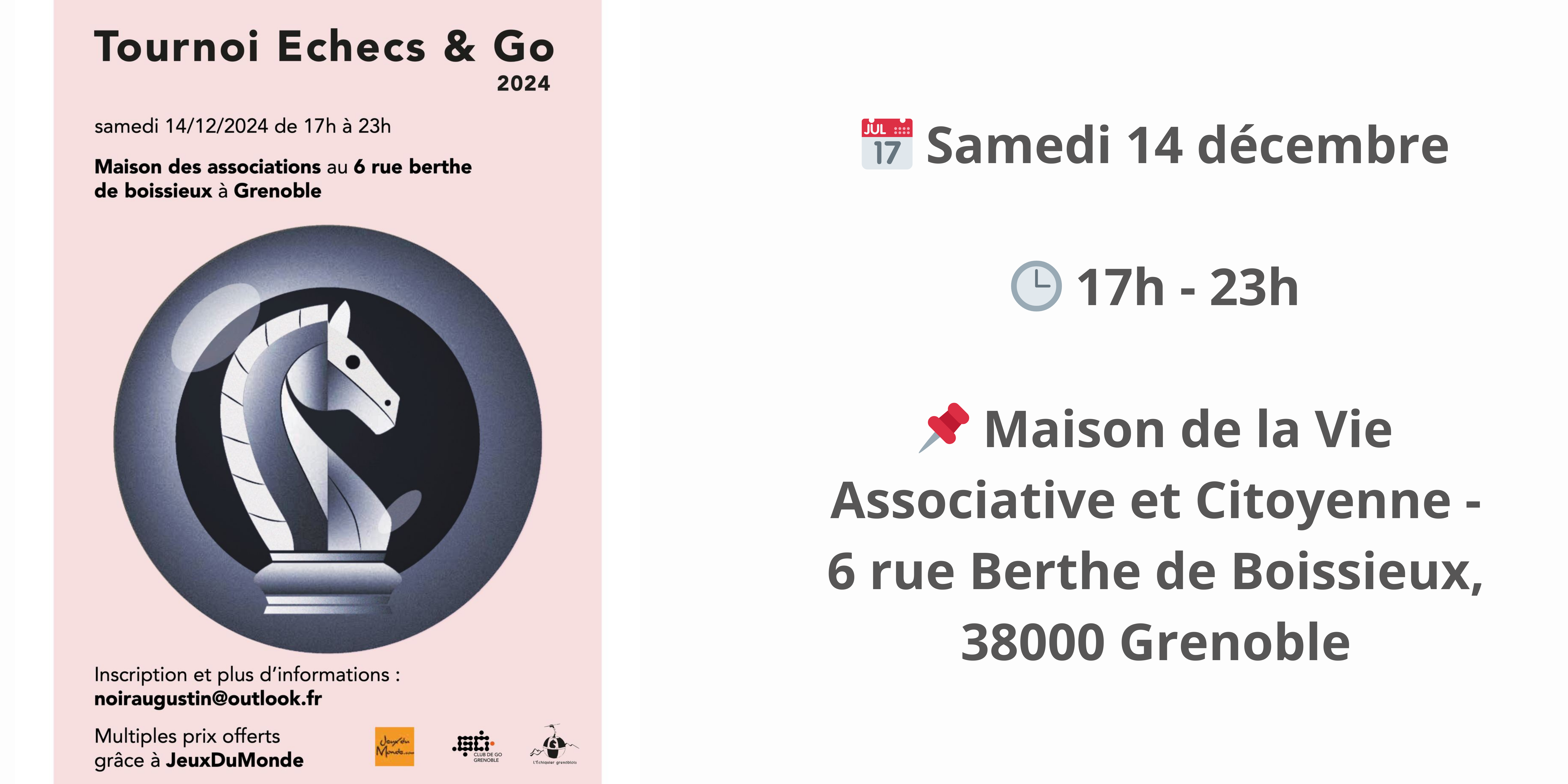 Tournoi mixte échecs & go le samedi 14 décembre 2024