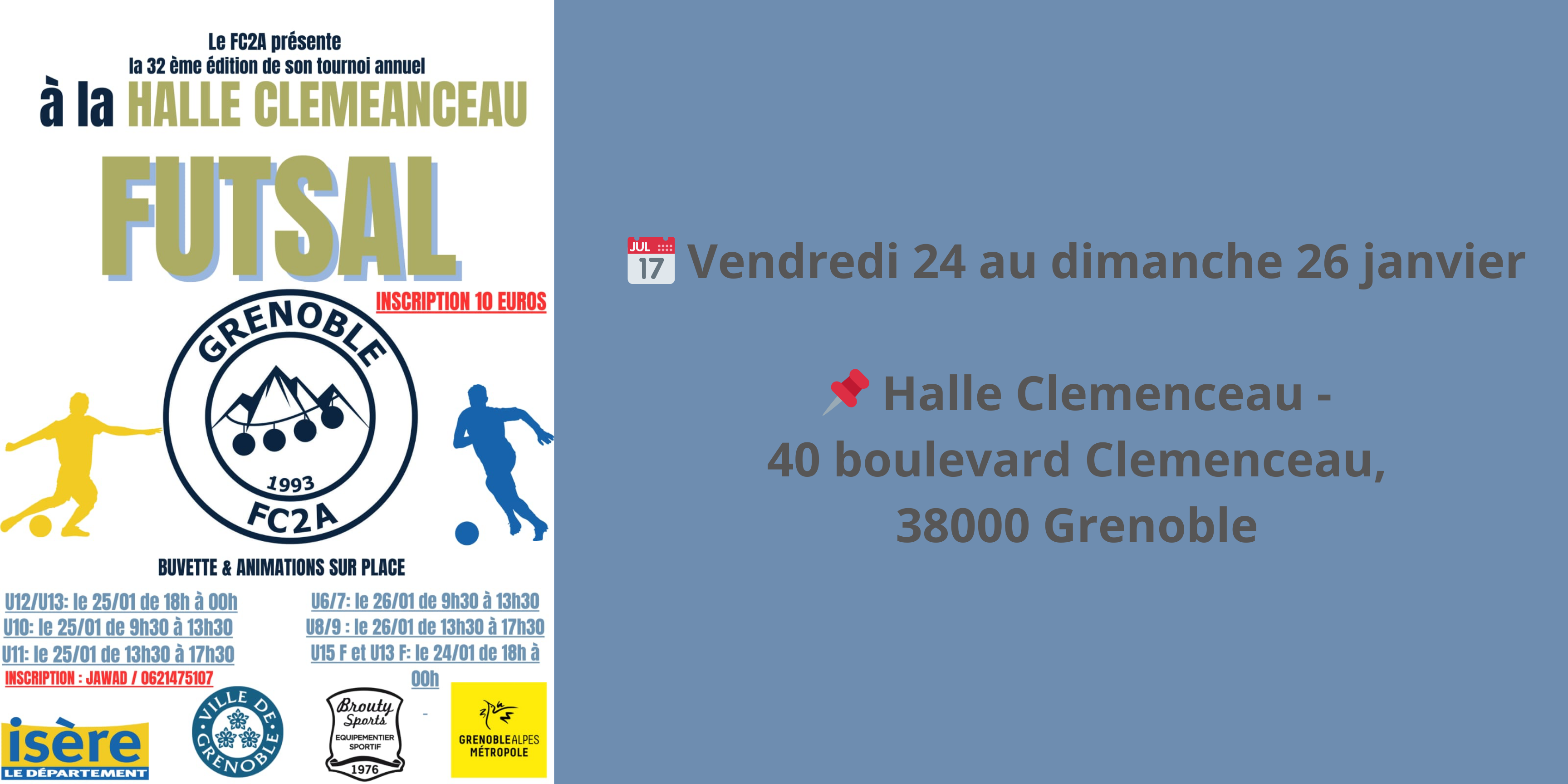 32e tournoi de Futsal du FC2A du 24 au 26 janvier 2025