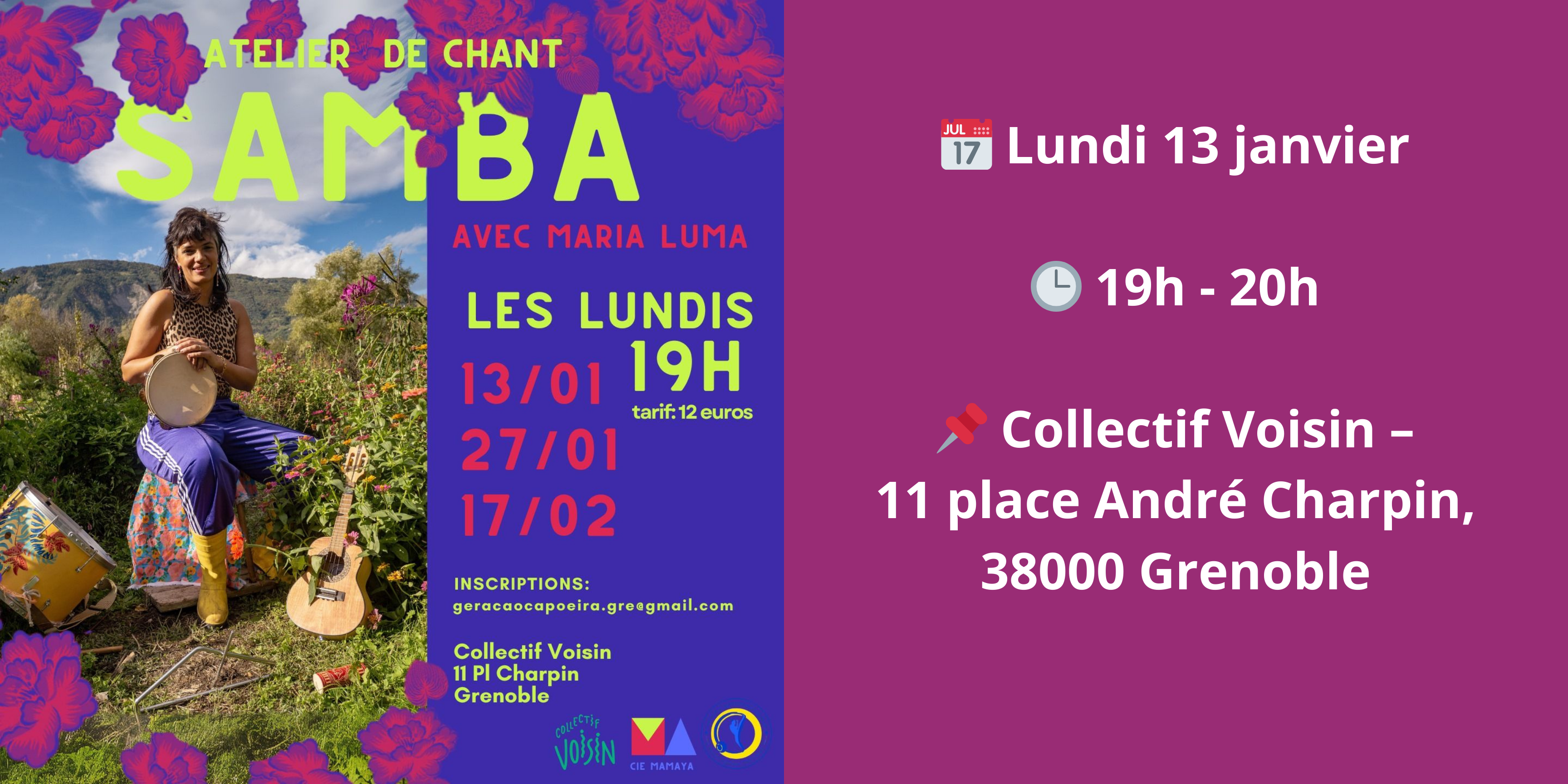 Atelier de chant Samba le 13 janvier 2025