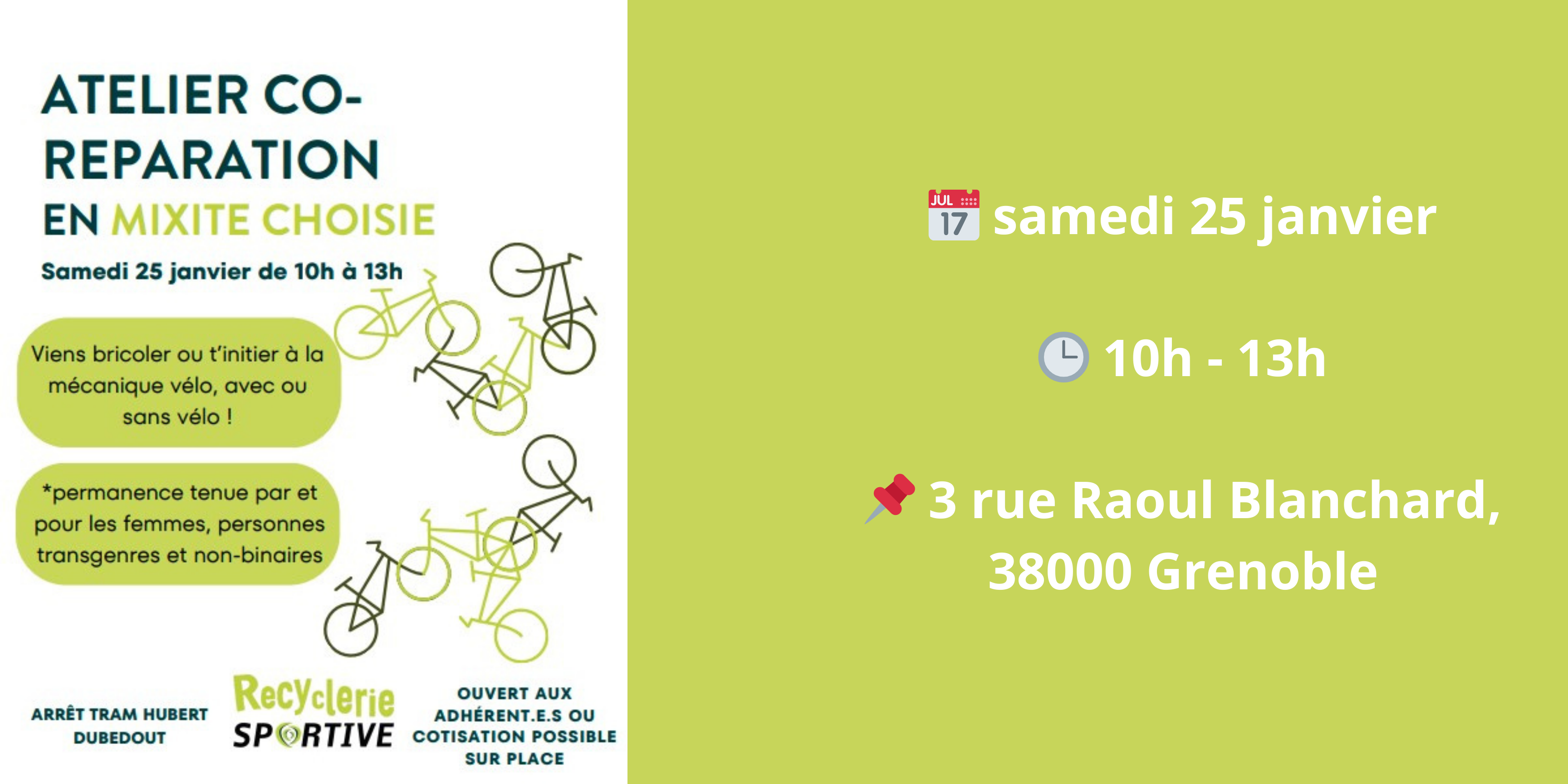 Atelier de co-réparation vélo le 25 janvier 2025