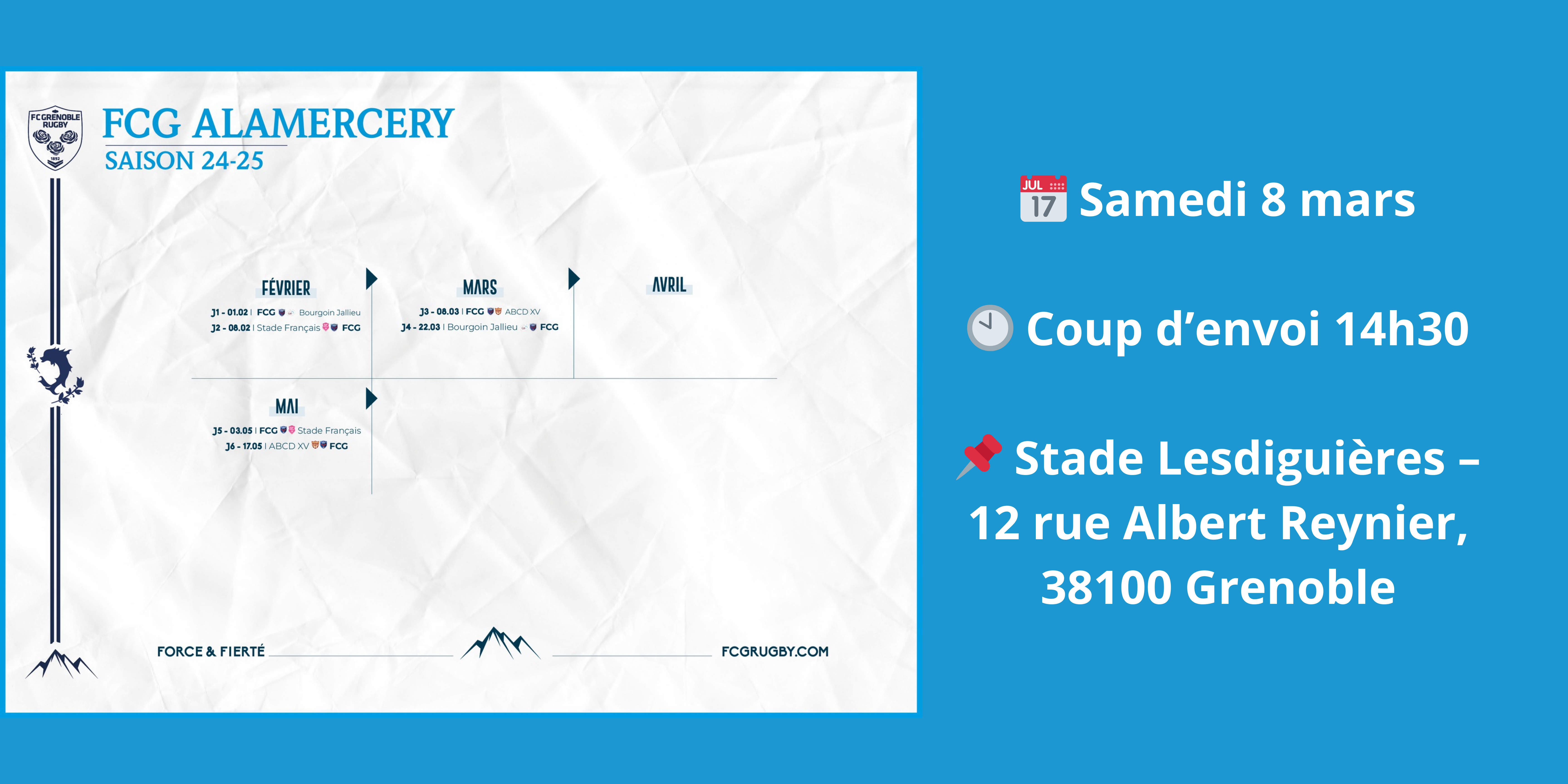 Championnat Crabos et Alamercery masculin de rugby le 8 mars